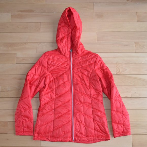 Guess Red Puffer Jacket Hoodie - Picture 1 of 7
